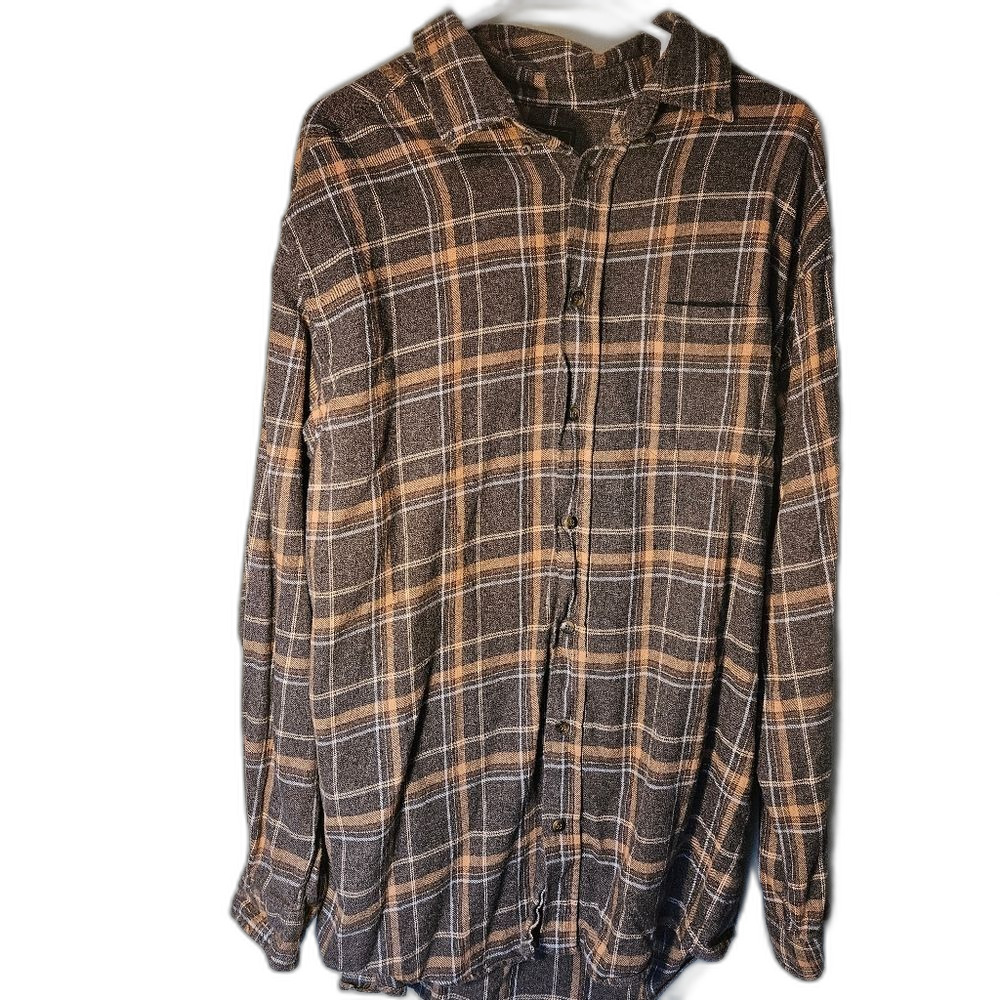 Consensus Sportswear Men's XLT Cotton Flannel Button-Up‎ Plaid Shirt Dad Core